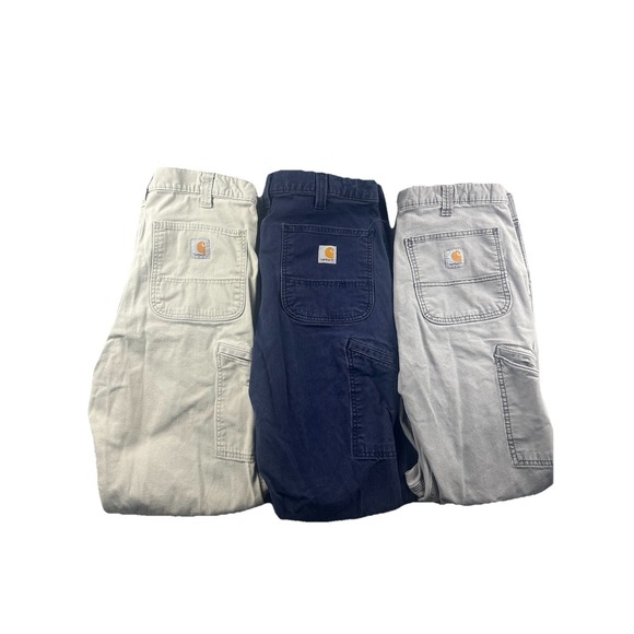 Lot of 3 CARHARTT Canvas Pants Rugged Flex Relaxed Fit Rigby Men's 33x34* 102291
